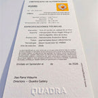Certificado de autenticidad de la obra Dime qué sucede en el centro del sol una fracción de segundo antes de despertar, de Lalá Tuscan.