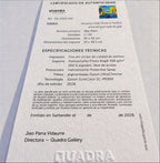 Certificado de autenticidad de la obra Almuerzo tardío frente al Pacífico antes del gran baile de gala, de Mila Palm.