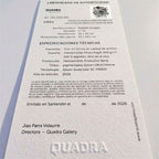 Certificado de autenticidad de la obra Retrato de familia acuática tomado con una cámara de plástico un martes de lluvia, de Rodolfo Amejelo.