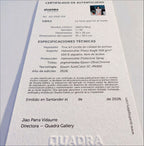 Certificado de autenticidad de la obra La hora azul en el norte, de Valeria Neva.