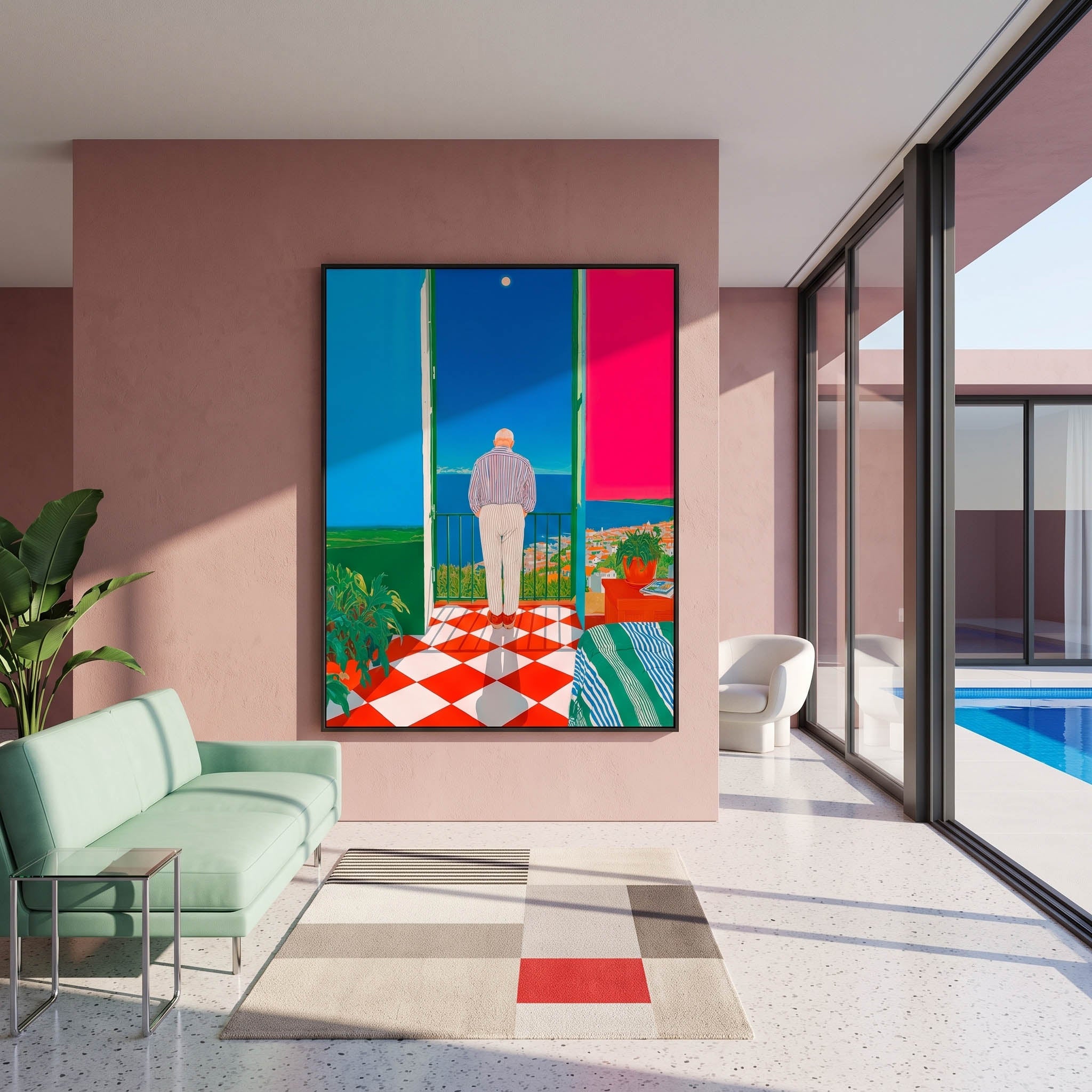 Lámina Fine Art "El brindis silencioso del anfitrión desde la terraza principal" de Mila Palm - Edición Limitada 30 - QUADRA Gallery