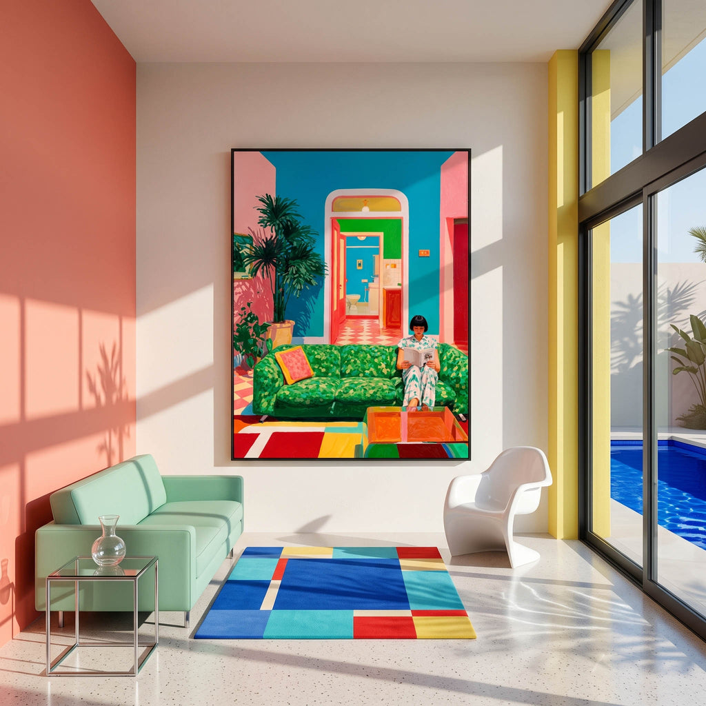 Lámina Fine Art "El jardín de los quietos, o cómo perder el tiempo con estilo en Malibú" de Mila Palm - Edición Limitada 30 - QUADRA Gallery