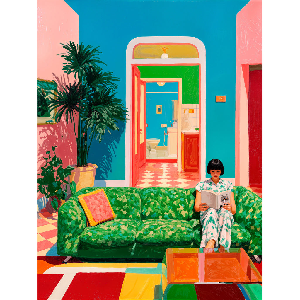 Lámina Fine Art "El jardín de los quietos, o cómo perder el tiempo con estilo en Malibú" de Mila Palm - Edición Limitada 30 - QUADRA Gallery