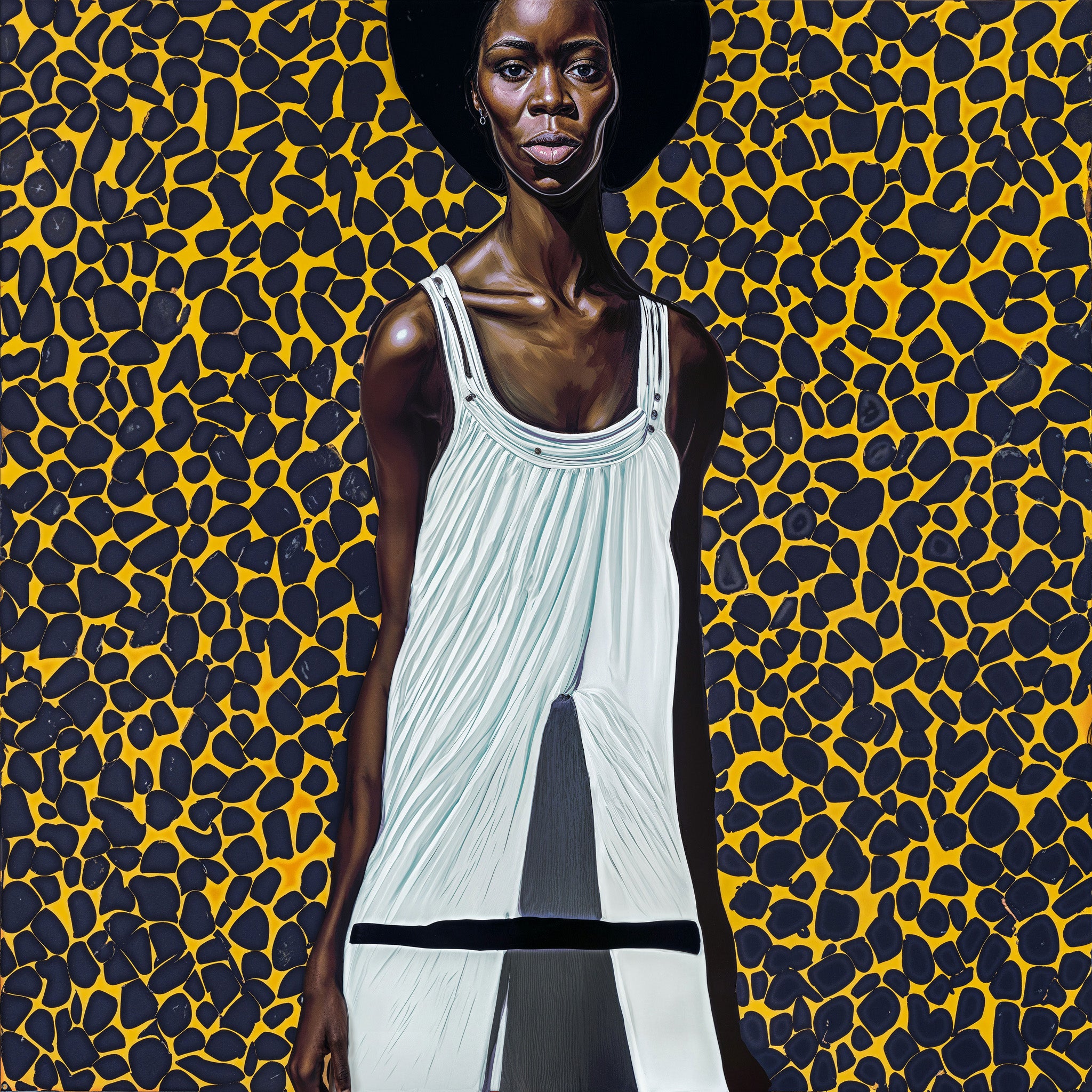 Lámina Fine Art "Thandiwe se camufla tras una hendidura blanca" de Zola Indigo - Edición Limitada 30 - QUADRA Gallery