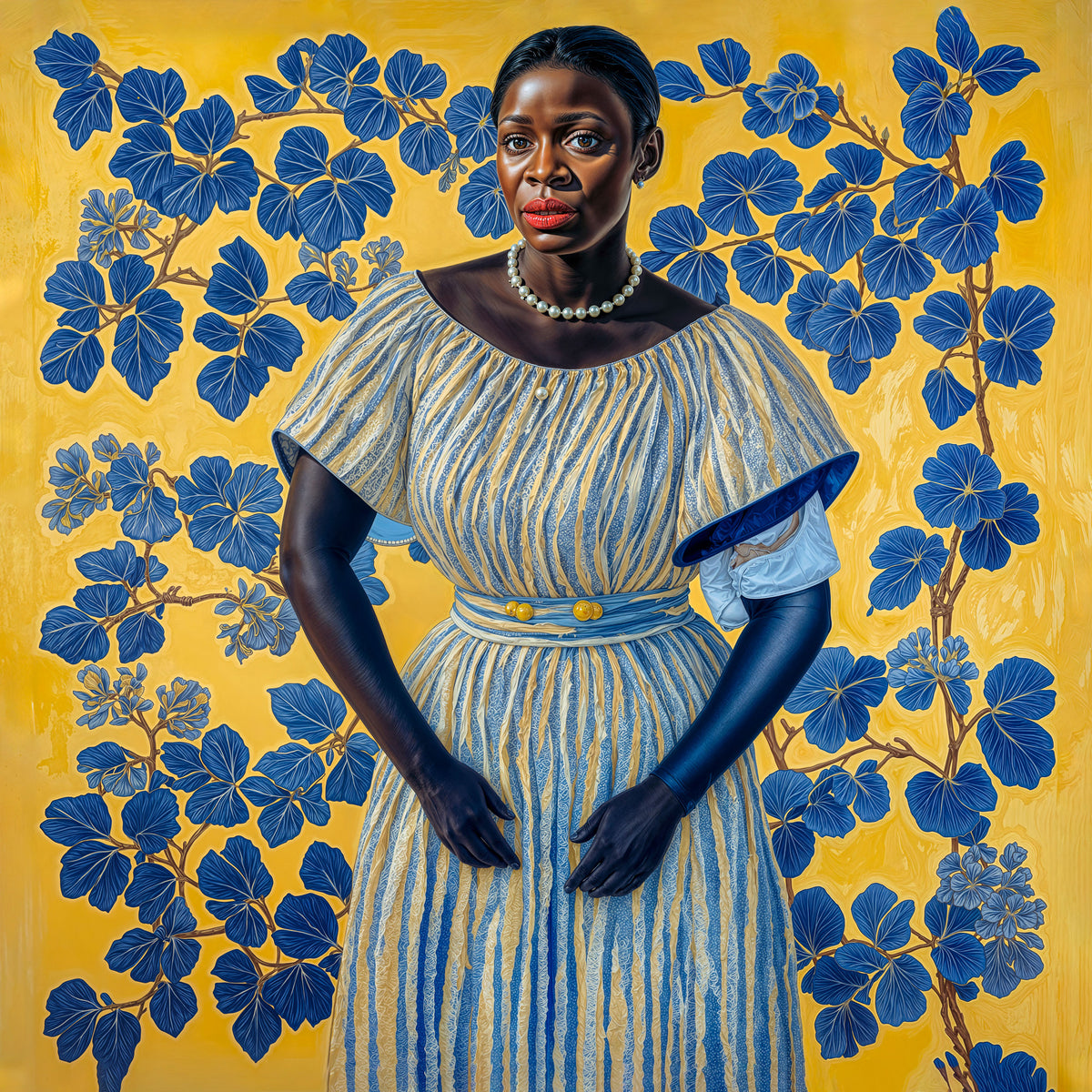 Lámina Fine Art "Thandiwe ante la hiedra de cobalto" de Zola Indigo - Edición Limitada 30 - QUADRA Gallery