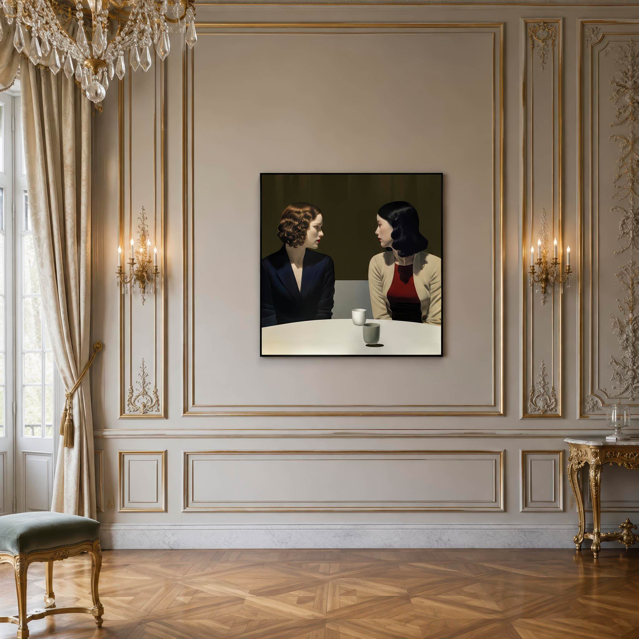 Lámina Fine Art "La distancia exacta de un secreto tres segundos antes de que se enfríe el café" de Valeria Neva - Edición Limitada 30 - QUADRA Gallery