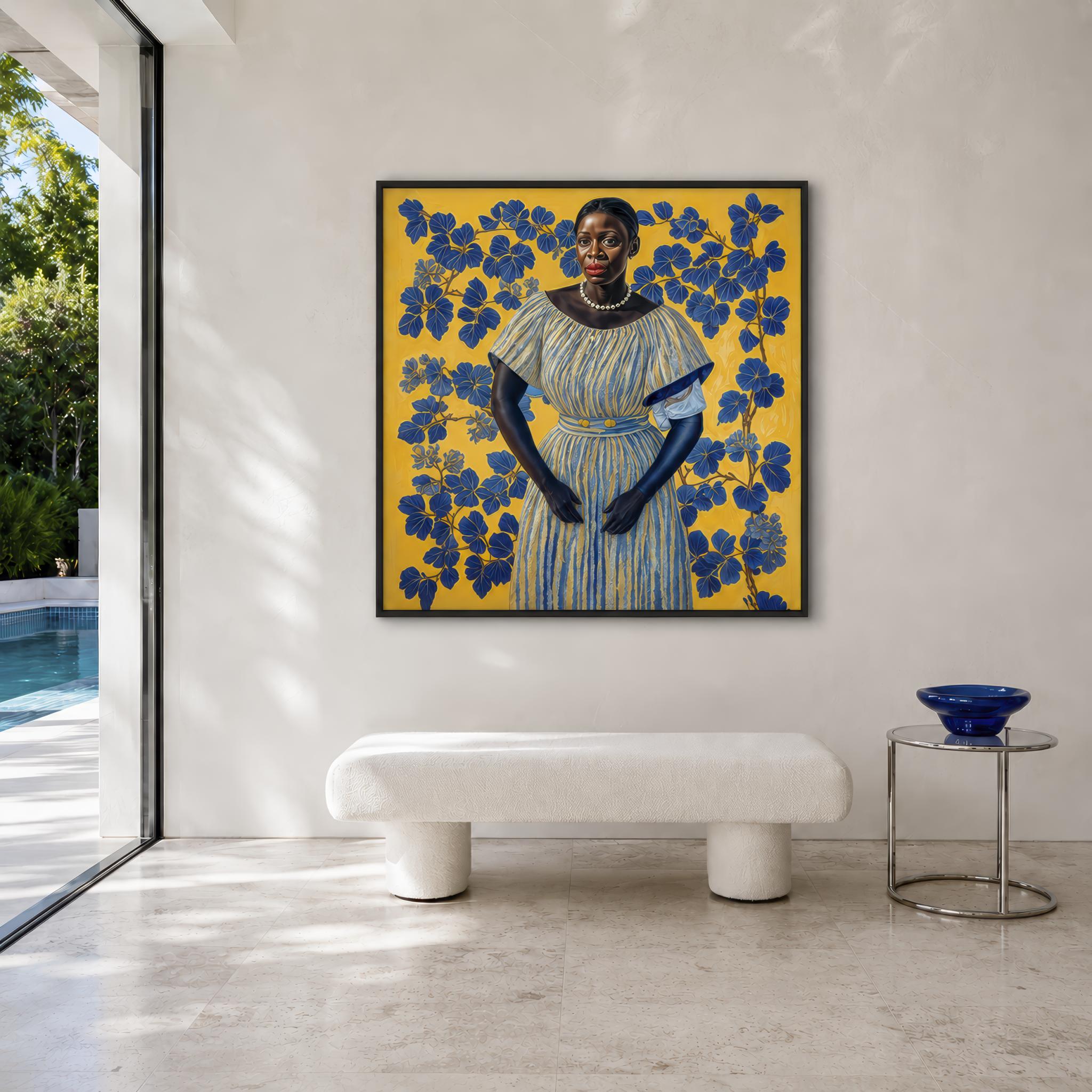 Lámina Fine Art "Thandiwe ante la hiedra de cobalto" de Zola Indigo - Edición Limitada 30 - QUADRA Gallery